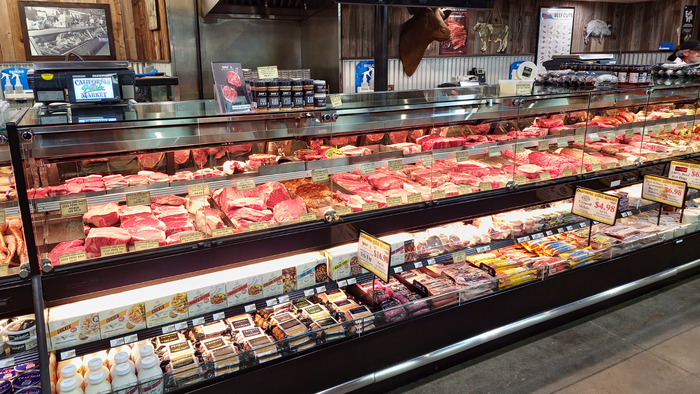 California Fresh Market's meat counters feature locally raised, grass-fed beef.