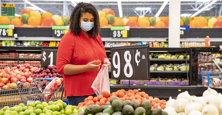 Walmart shopper produce face mask