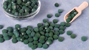 Green dietary supplement tablets made of spirulina is one example of a sustainable product.