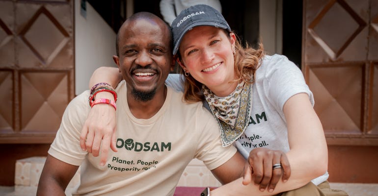 Kamau Kigundy, left, works in Kenya as a consultant for GoodSam Foods, a regenerative food company founded by Heather Terry, the company's CEO. 