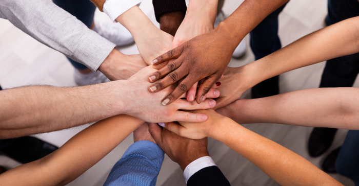 Diverse Team All Hands In Diverse Team All Hands In