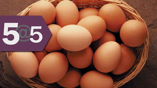 5@5: The complicated path to cage-free eggs for all | Which country is second to U.S. in organic food sales?