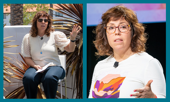 Left, Carlotta Mast addresses the audience during the 2022 NBJ Summit. Right, Mast discusses the state of the natural and organic products industry at Natural Products Expo West 2024. Credit: Bryan Beasley Photography Left, Carlotta Mast addresses the audience during the 2022 NBJ Summit. Right, Mast discusses the state of the natural and organic products industry at Natural Products Expo West 2024. Credit: Bryan Beasley Photography