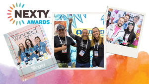 Nominations are open for the 2024 NEXTY Awards at Natural Products Expo West. Photos of previous winners are shown.