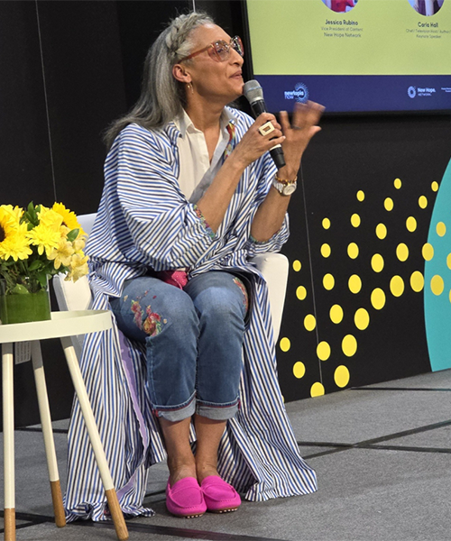 Carla Hall interacts with the Newtopia Now audience during her keynote on Aug. 26, 2024. Credit: Victoria A.F. Camron Carla Hall interacts with the Newtopia Now audience during her keynote on Aug. 26, 2024. Credit: Victoria A.F. Camron