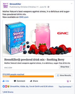 Stress Killer had 6500 likes on Facebook