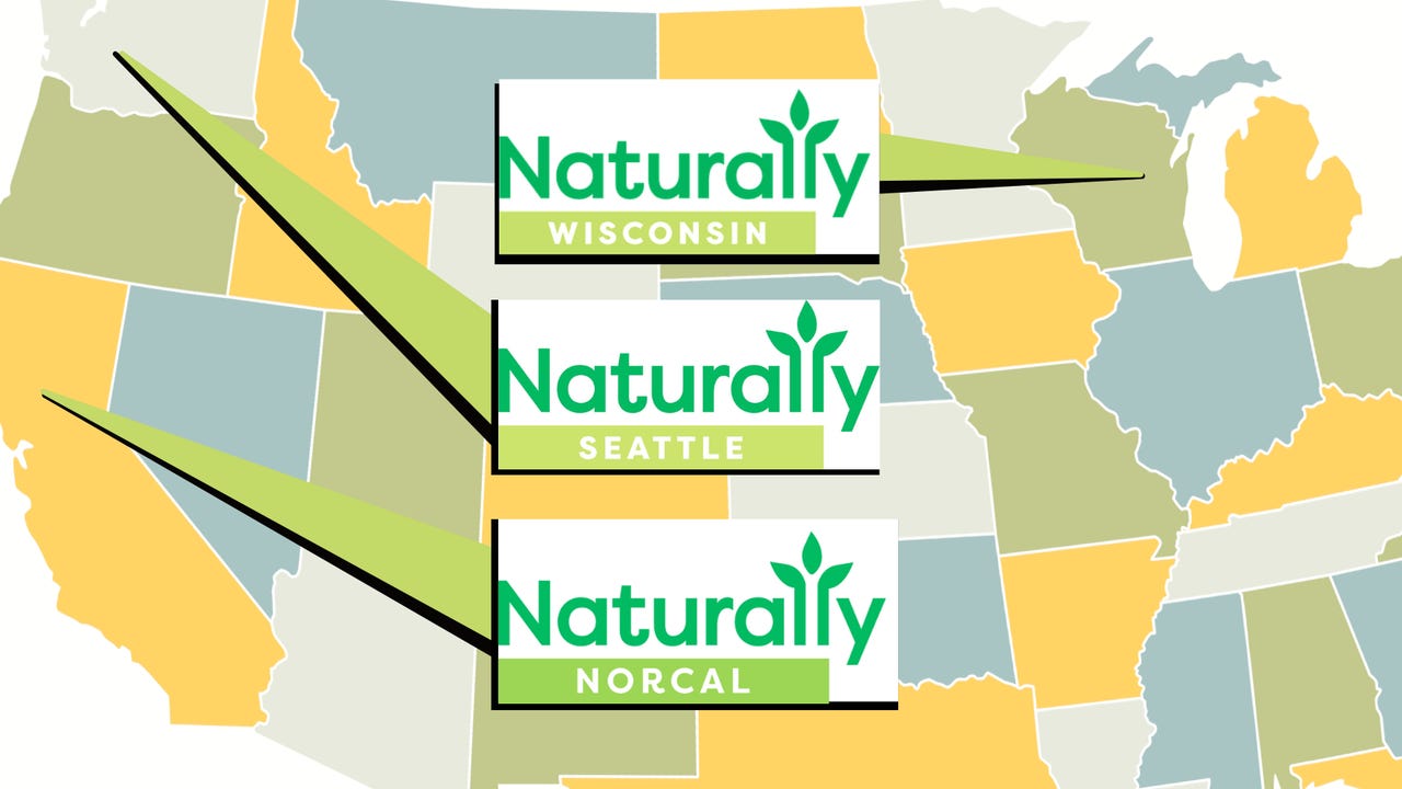 Naturally Wisconsin, Naturally Seattle and Naturally NorCal logos are centered over a multi-color map of the United States. Naturally Wisconsin, Naturally Seattle and Naturally NorCal logos are centered over a multi-color map of the United States.