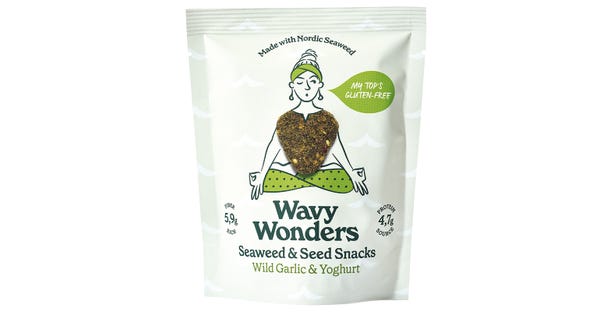 Wavy Wonders Seaweed and Seed Snacks, Wild Garlic and Yoghurt