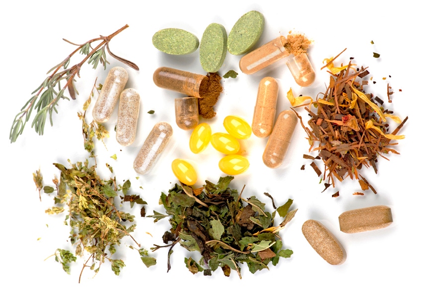 Herbs and capsules