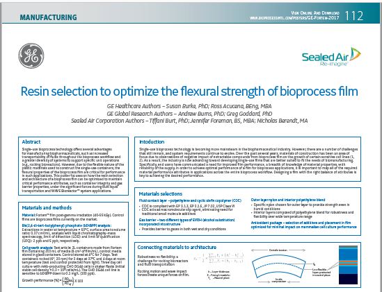 Resin Selection to Optimize the Flexural Strength of Bioprocess Film