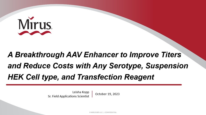 A Breakthrough AAV Enhancer to Improve Titers and Reduce Production Costs with Any Serotype, Suspension HEK Cell Type, and Transfection Reagent