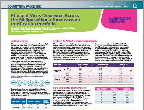 Efficient Virus Clearance Across the MilliporeSigma Downstream Purification Portfolio