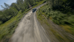 The Rivian R1 in the dirt.