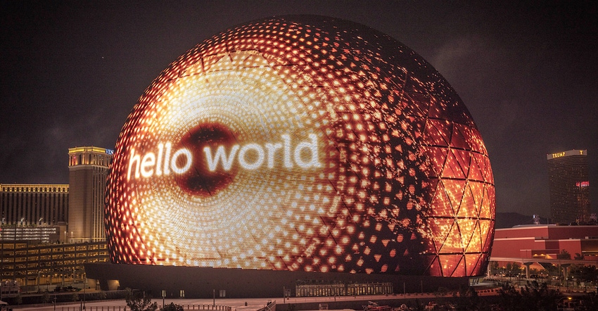 The Sphere Las Vegas greeted viewers with this message when the exterior illuminated in September.