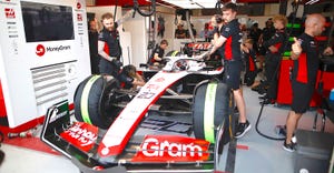 Kevin Magnussen's Haas F1 car at the Miami Grand Prix