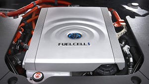 The fuel cell in the Toyota Mirai EV.