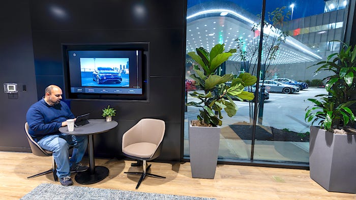 Mercedes-Benz charging lounge.