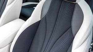 Aquafil Econyl recycled nylon is used for the Maserati Grecale Folgore's fabric seat inserts.