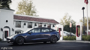 Charging at a Supercharger station.