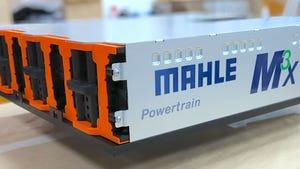 The 3D printed display model of Mahle's M3x battery module.