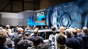 The BYD booth at Geneva showcased the company's newest models.