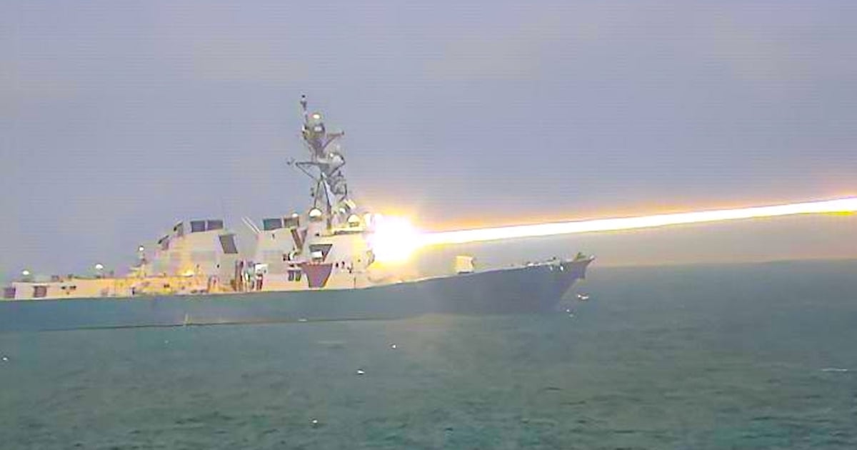 Helios Test Target USS Preble Downs Aerial Target in HELIOS Laser Test