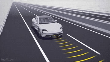 Porsche's advanced driver assistance radar scans the road ahead.