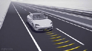 Porsche's advanced driver assistance radar scans the road ahead.