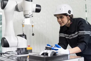 engineer working on autonomous mobile robot engineer working on autonomous mobile robot