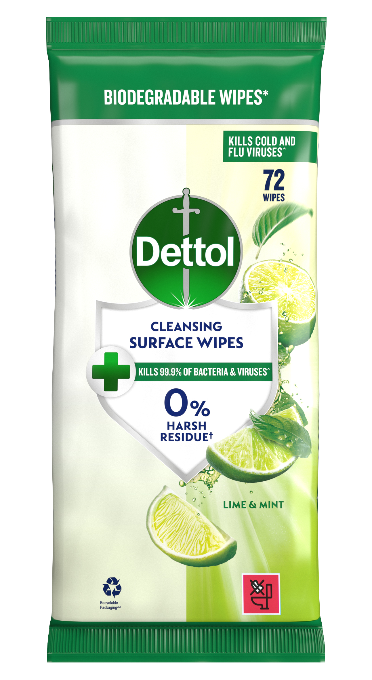 Dettol Cleansing Surface Wipes Lime & Mint 72s