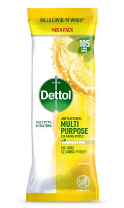 Multi Purpose Cleaning Wipes Citrus Zest 105 ct | Dettol UK