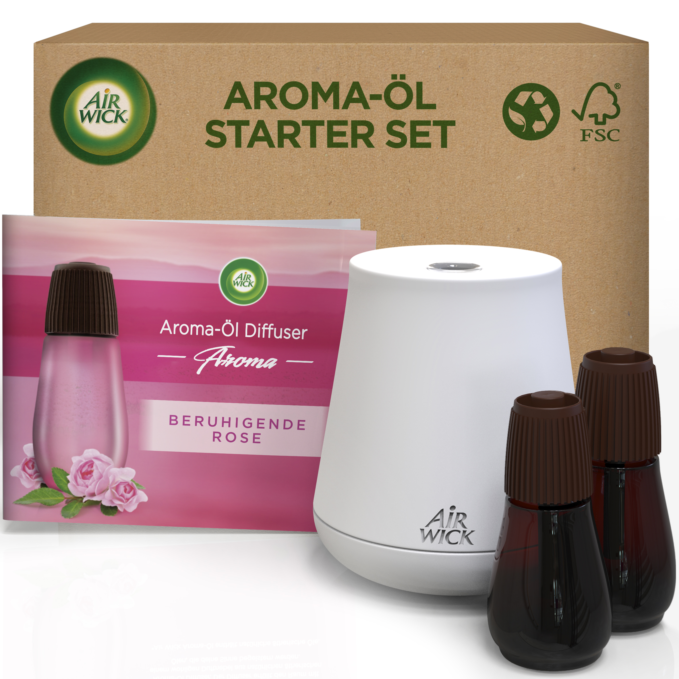 Aroma-Öl Diffuser eCom Starter-Set Beruhigende Rose