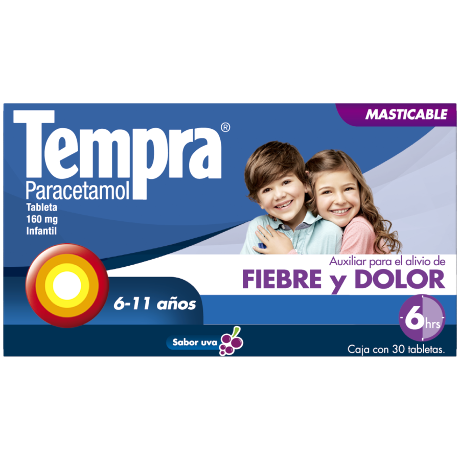 Medicamento Tempra Tabletas masticables 160mg