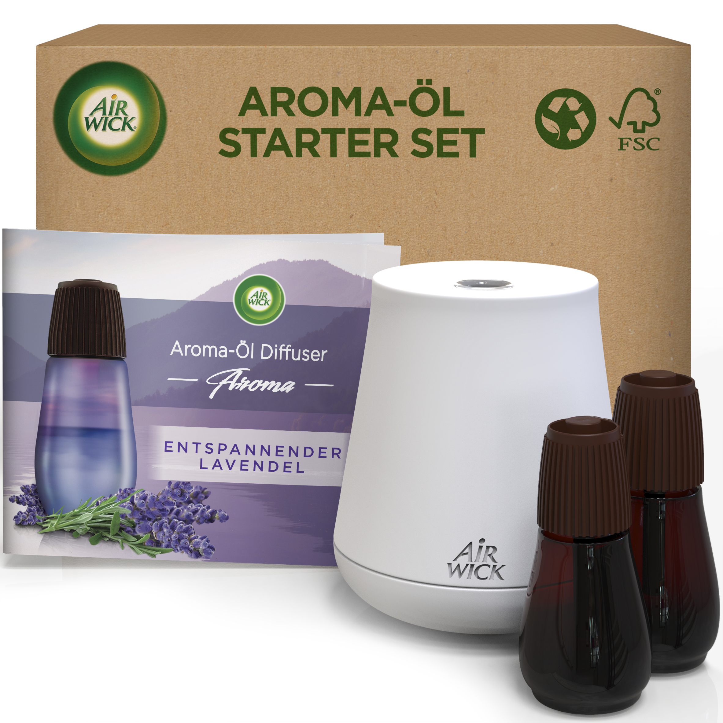 Aroma-Öl Diffuser eCom Starter-Set Entspannender Lavendel