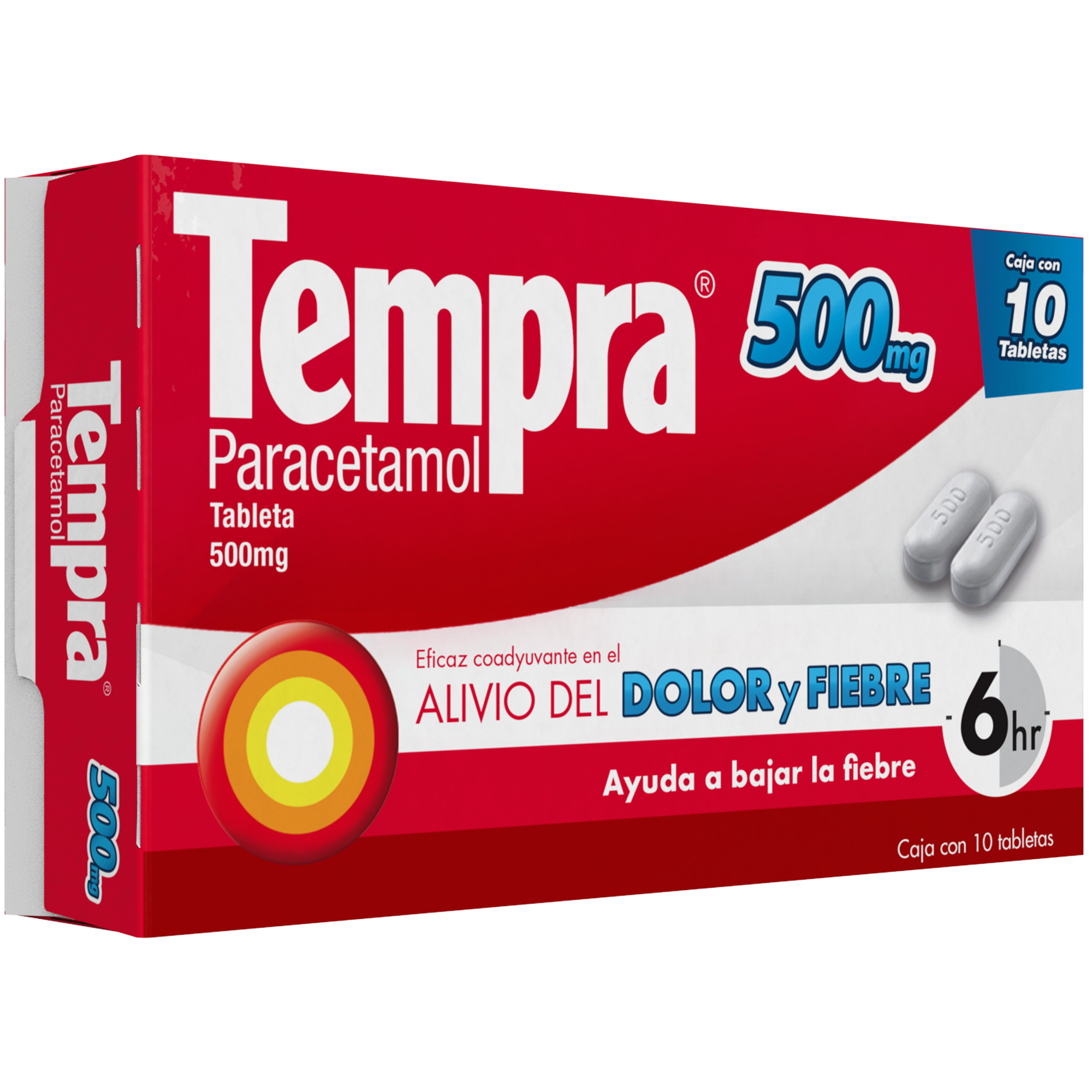 Empaque de Tempra 500 mg