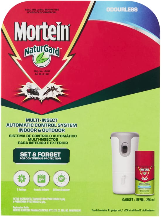 Mortein NaturGard Dispenser & Insecticide Spray Complete Outdoor