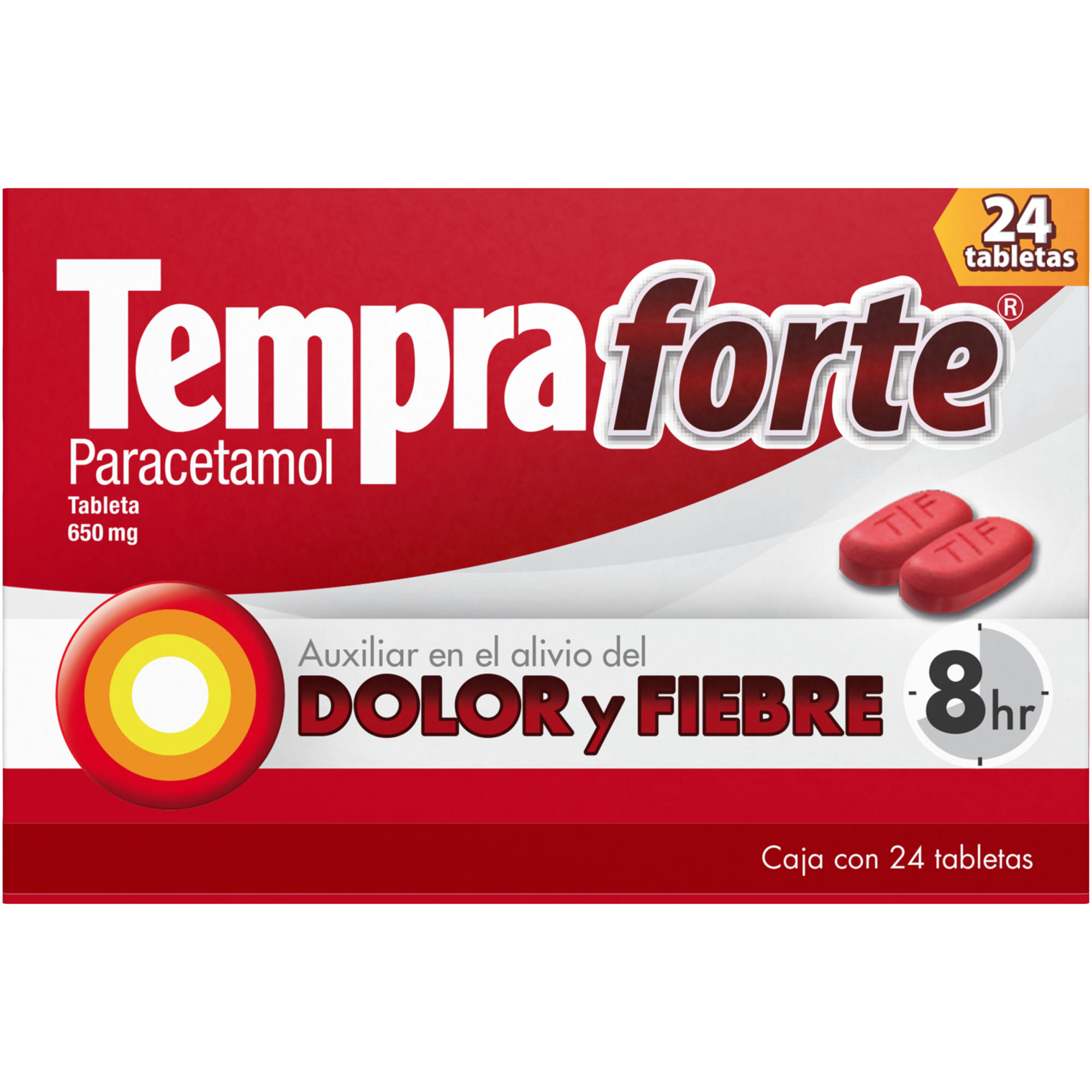 Medicamento Tempra Forte con 24 tabletas