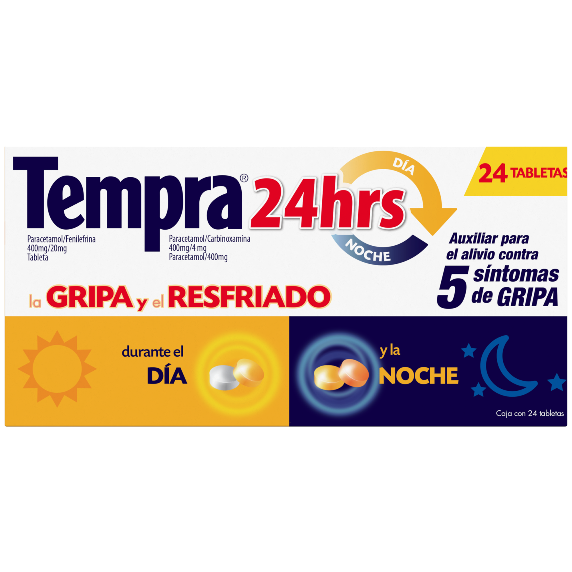 Medicamento Tempra 24 hrs con 24 tabletas