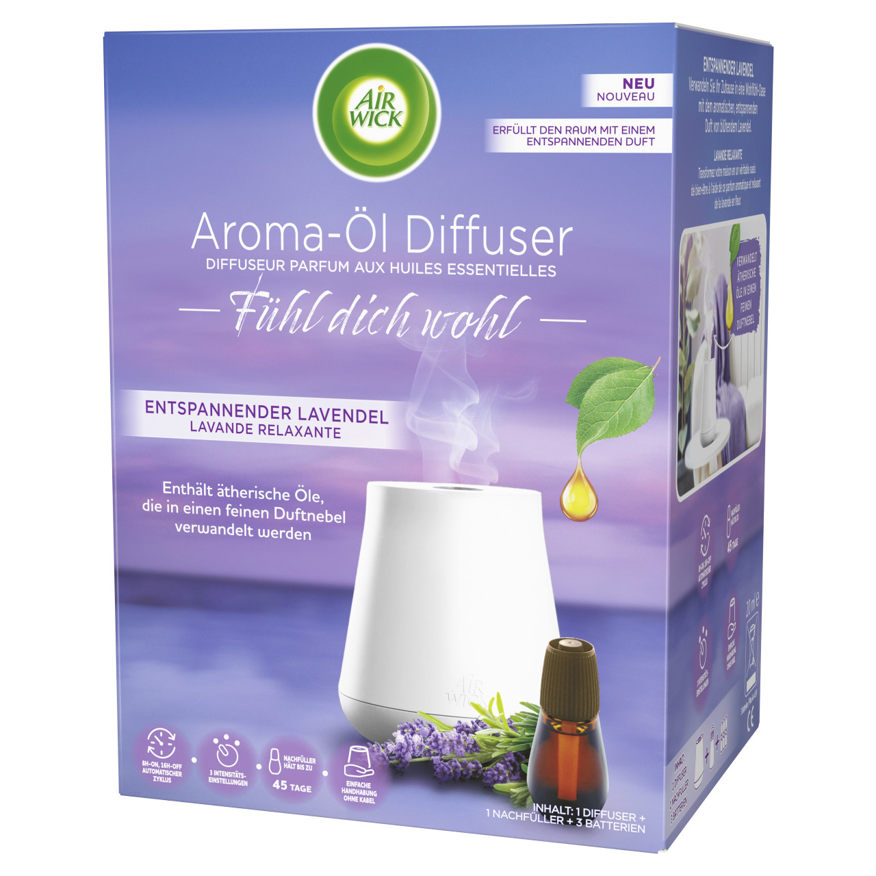 Aroma-Öl Diffuser Starter-Set Entspannender Lavendel
