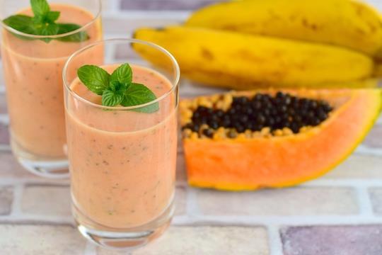 Smoothie banana mamão baunilha