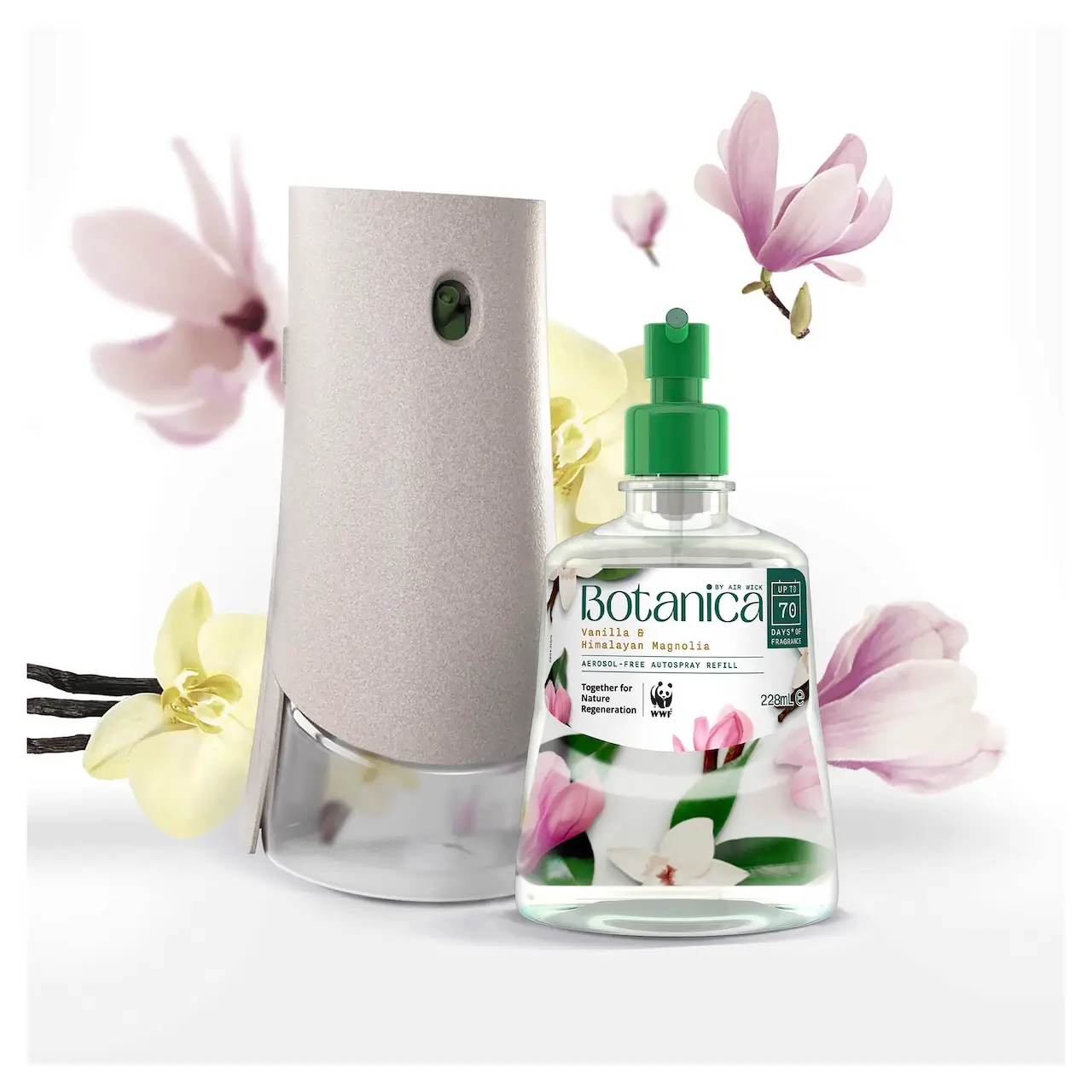 Botanica by Air Wick Vanilla & Himalayan Magnolia Automatic Spray Starter Kit