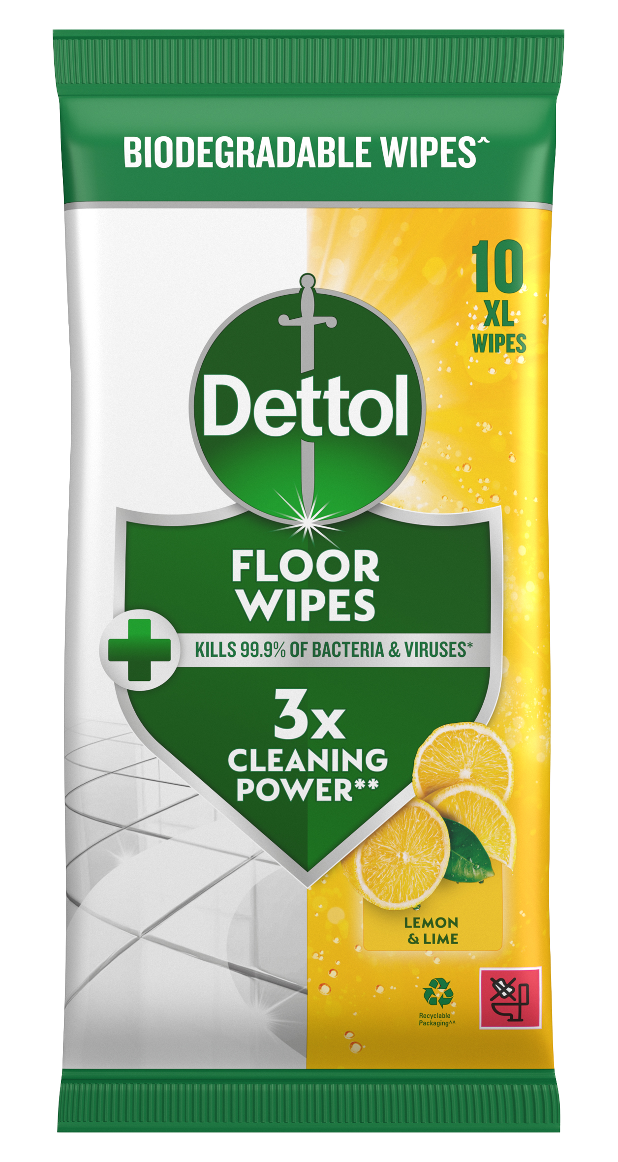 Dettol Floor Wipes Lemon & Lime 10s