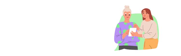 TLC-hero_banner_v3 Illustration of two people looking at a brochure