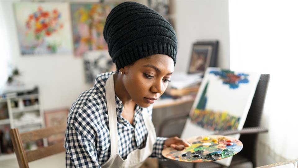 Artist concentrating