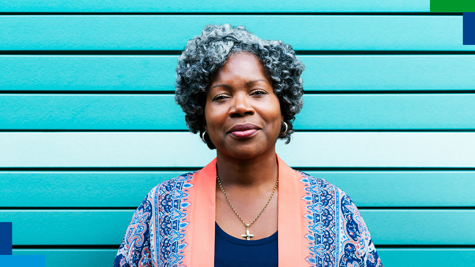 Lady with blue background