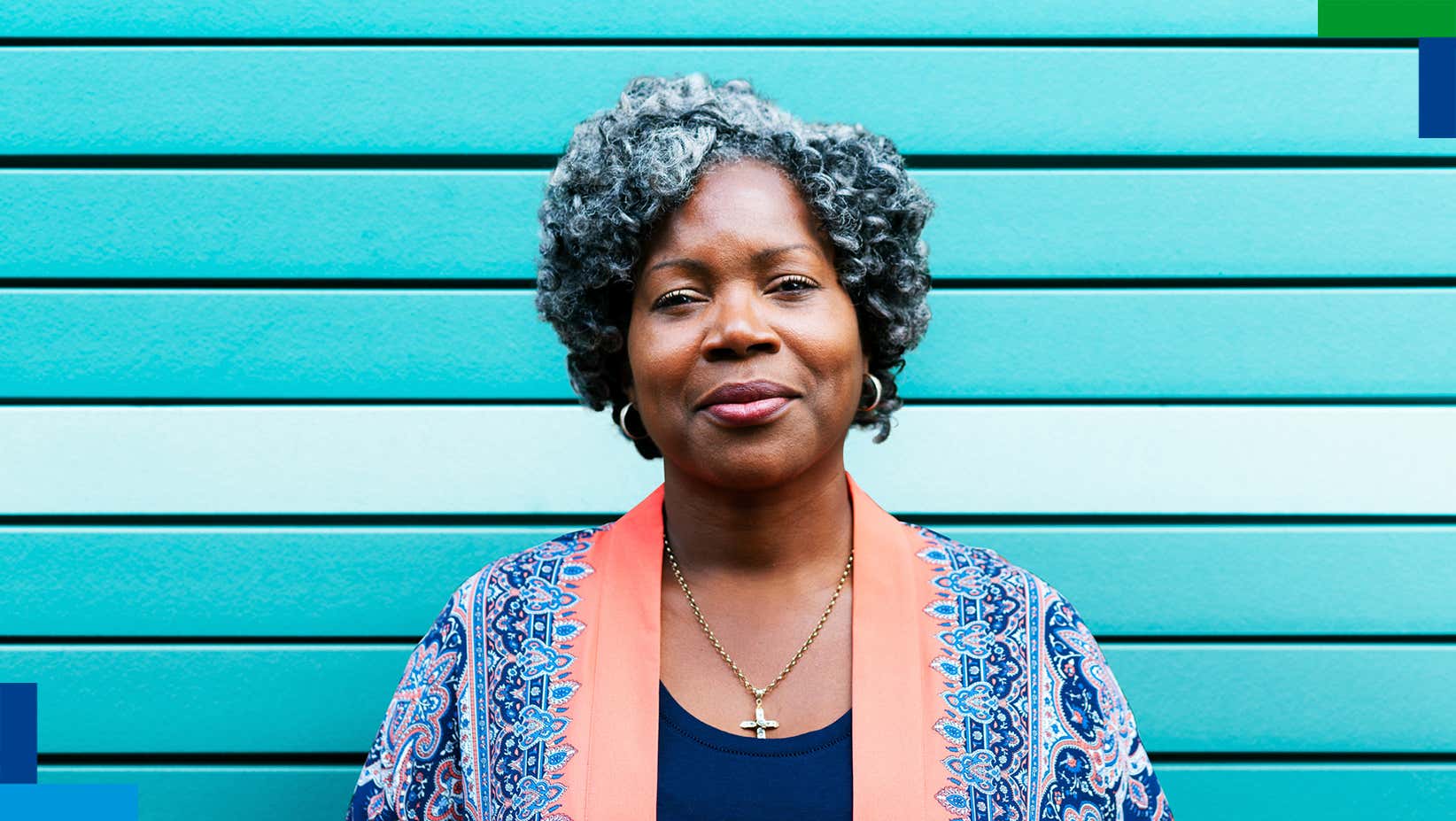 Lady with blue background