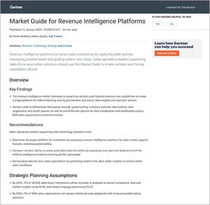 See Gartner�® Market Guide for Revenue Intelligence Platforms