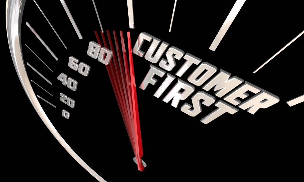 Customer first on speedometer