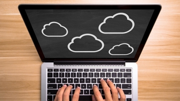 Clouds drawn a laptop display Clouds drawn a laptop display