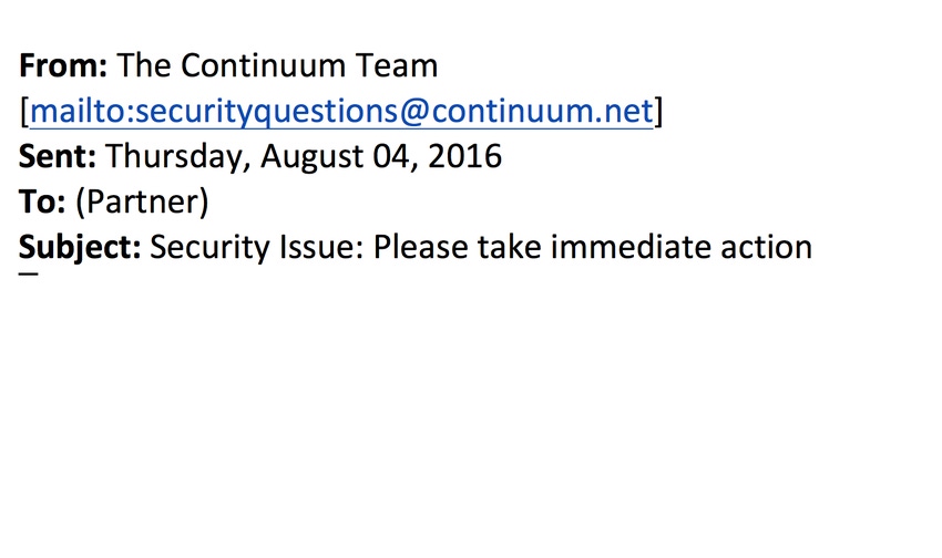 Oct 4 Statement From Continuum Regarding Security Breach